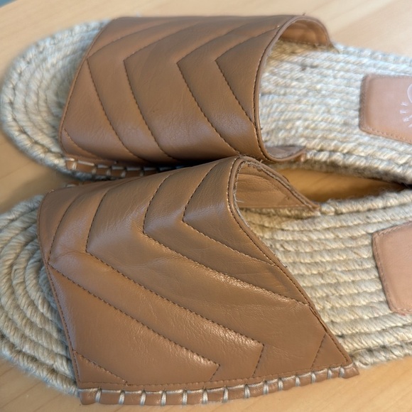 Oasis Society Sona Beige/Cream Quilted Slide Espadrille Jute Sandals Size 10 - Picture 5 of 7